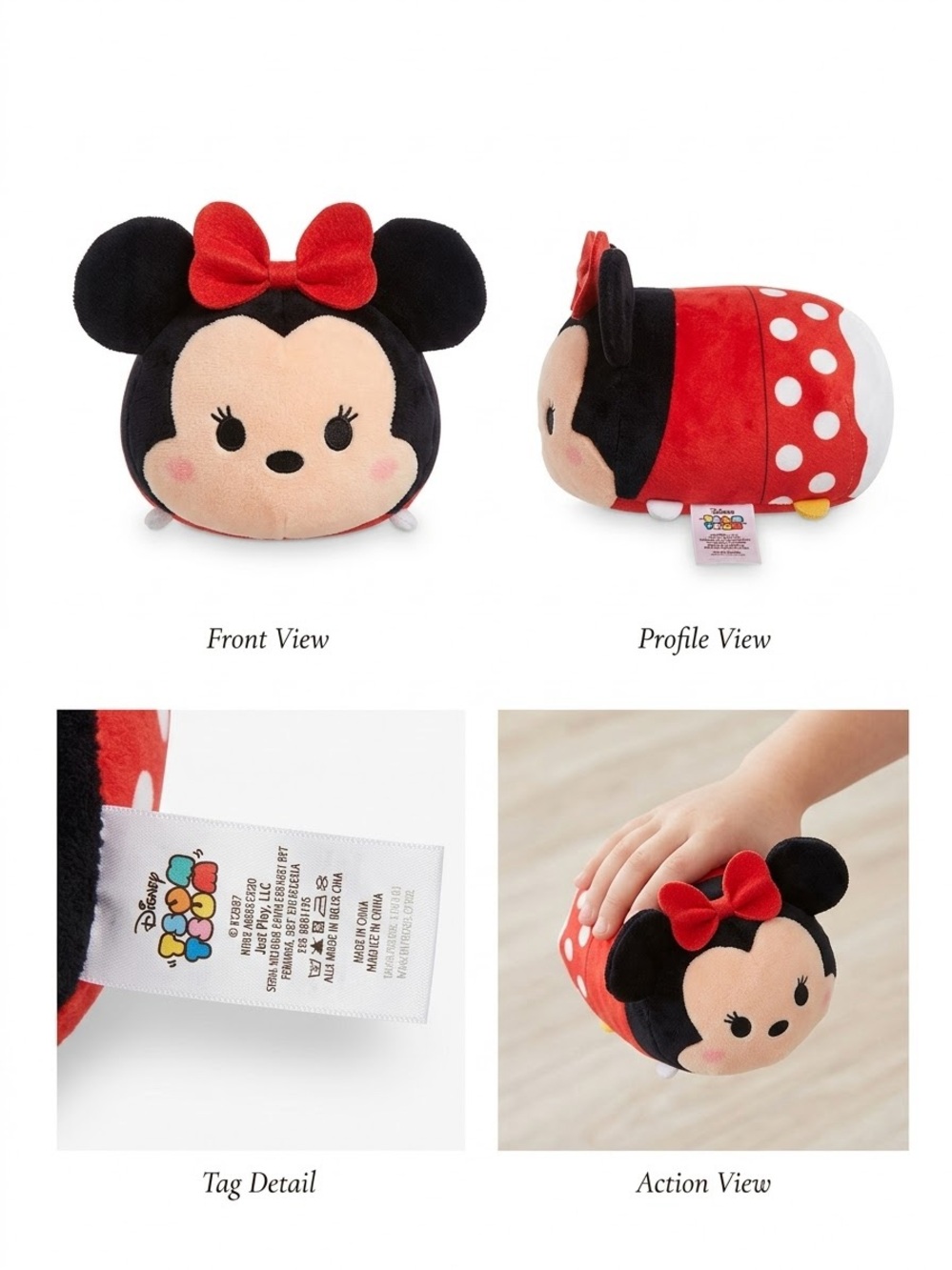 Disney Store Authentic Minnie Mouse Tsum Tsum Medium Plush (11") - Red Polka Dot